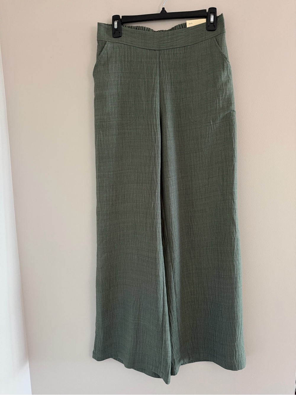 NWT Max Studio London Womens S Green High Rise Wide Leg Pants Elastic Back - Picture 2 of 9